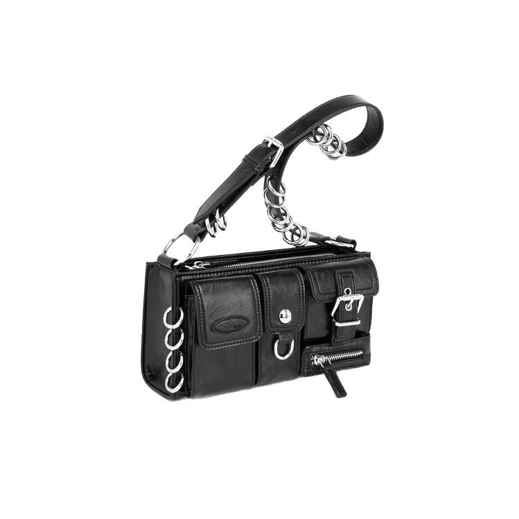 Diseño de nicho oscuro, dulce, genial, spicy Girl estilo bolso axila 2024 nueva moda, 100% bolso de moto de varios bolsillos