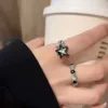 Контрастная звезда с кошачьим глазом (набор из 2 кольц)