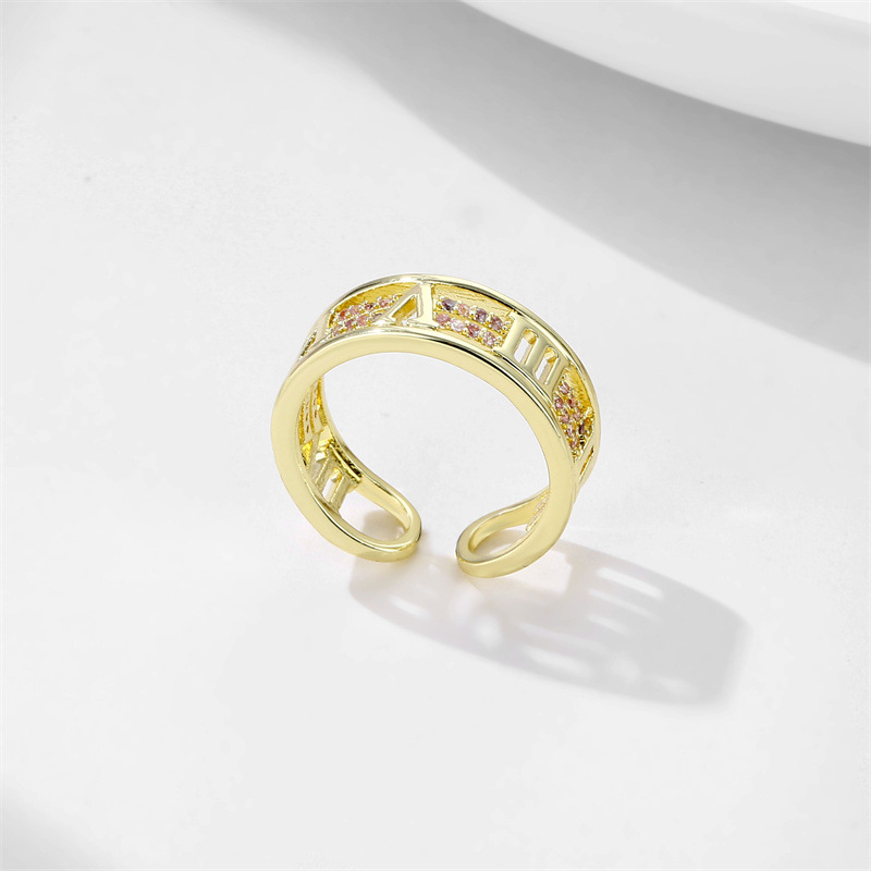 Fashion Geometric Copper Plating Zircon Open Ring
