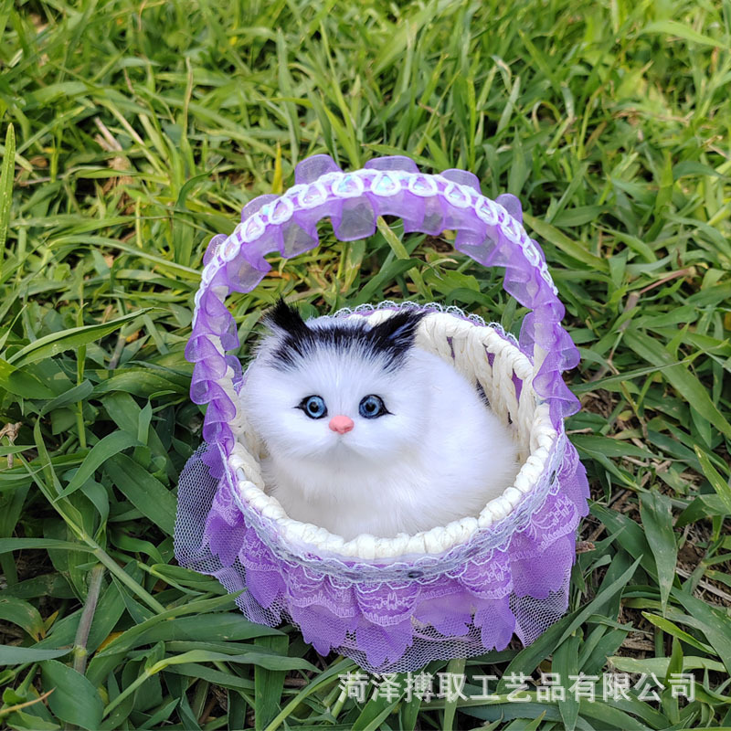猫のレースを模倣したバスケットと呼ばれます。猫の誕生日プレゼント工芸品の置物は動物の模型レースを模倣します。|undefined