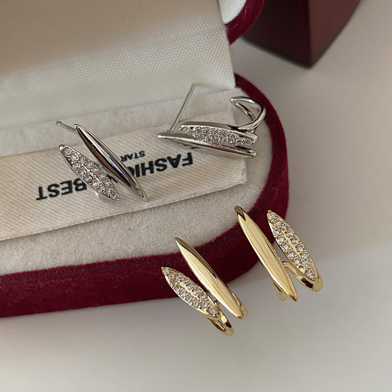Línea de metal pendientes de doble capa Corea del Sur personalidad simple estilo frío joyería del oído exquisita Luz de lujo de alto grado para las mujeres image 6
