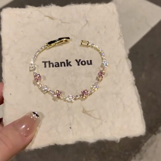 Real Gold Electroplated Zircon Sun Love Bracelet Niche Sweet All-match Bracelet Elegant Light Luxury High-end Jewelry for Women