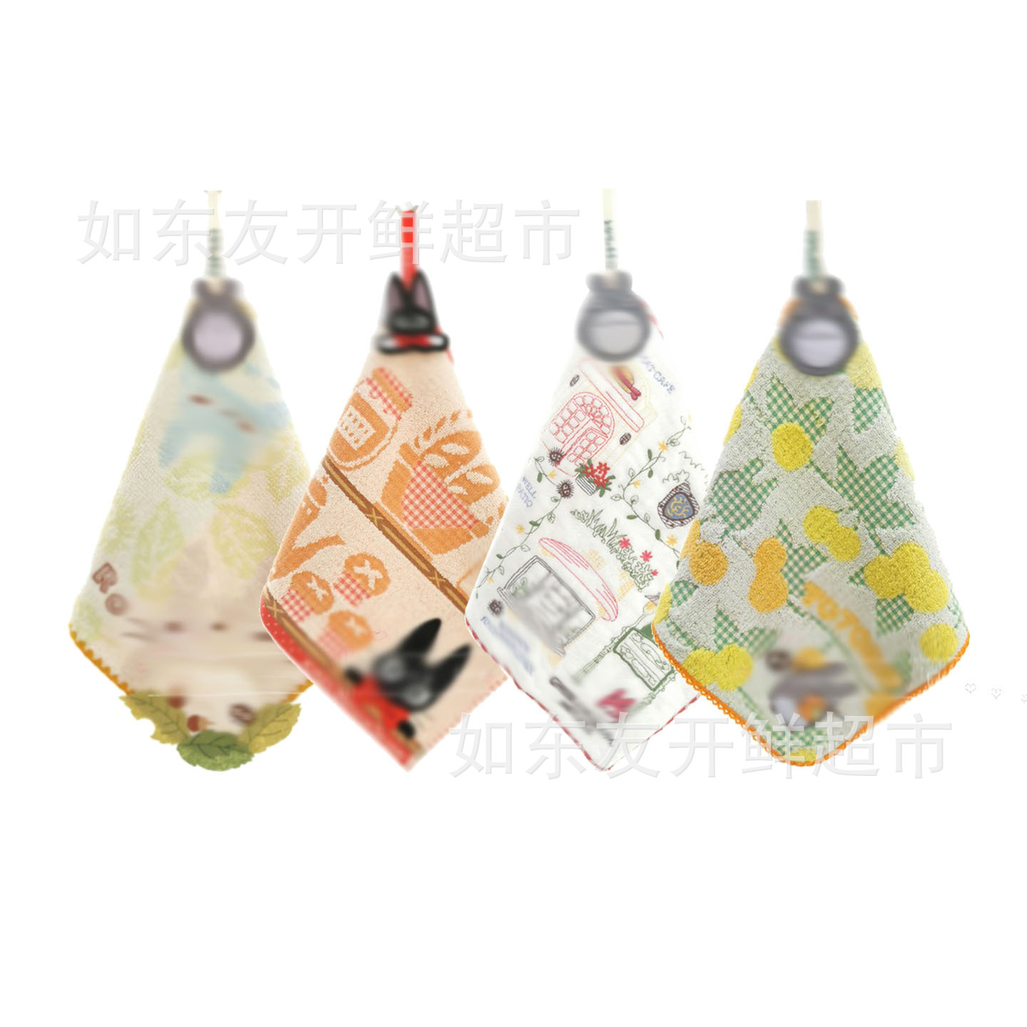 Japanese Pure Cotton Towel Jacquard Embroidery Pure Cotton Towel Children's Cartoon Small Square Towel Hand Towel Soft and Absorbent Wholesale