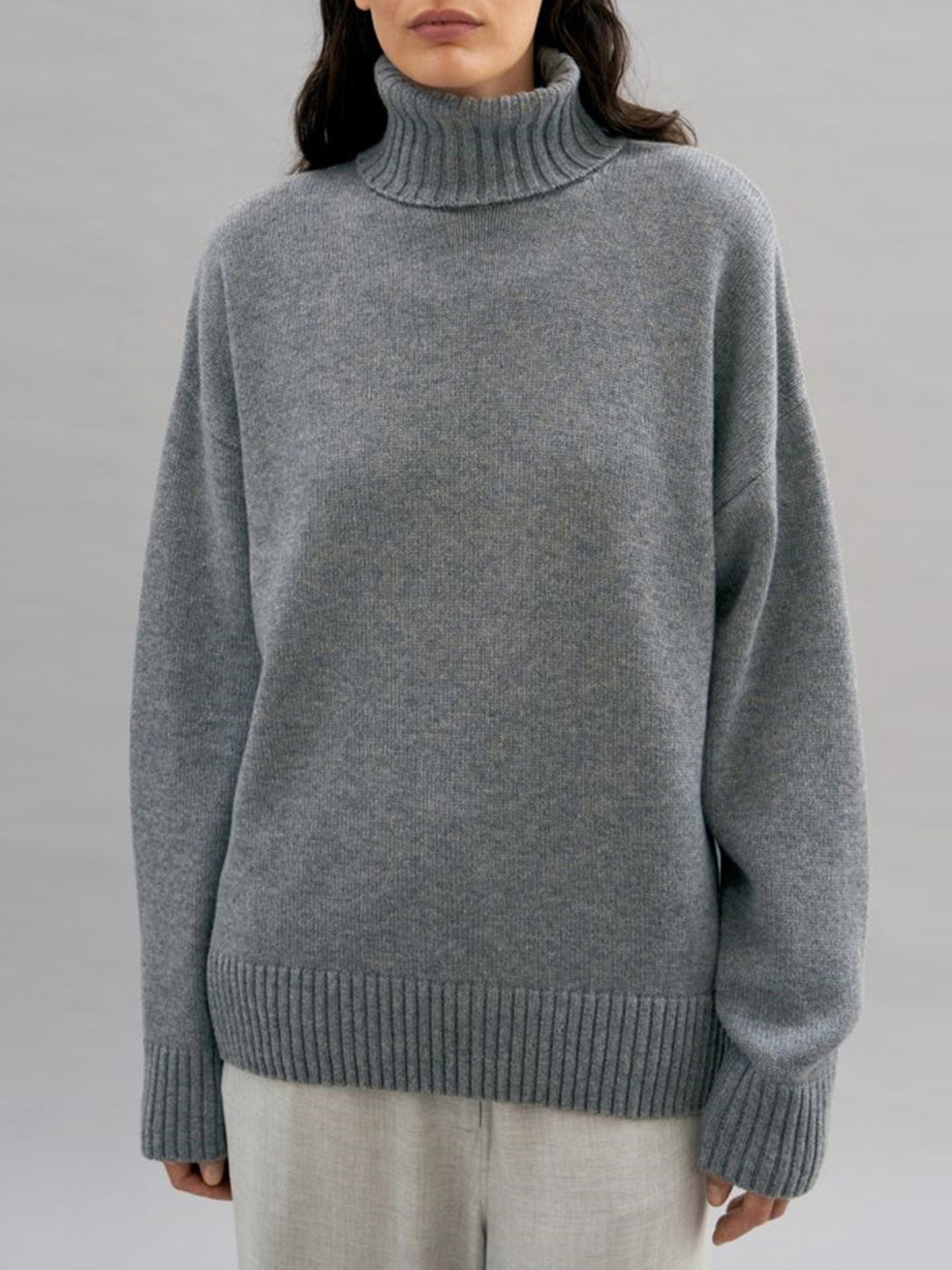 Nuovi maglioni ispessiti in tinta unita da donna autunno e inverno, maglioni a collo alto larghi_voghion.com