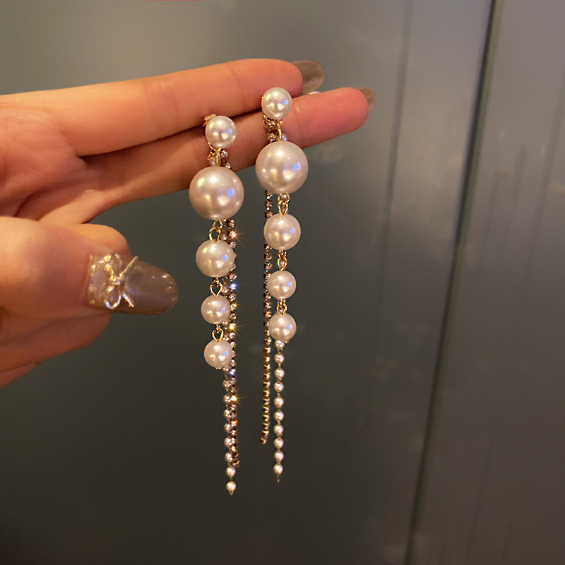 @Special Offer@ Korean Long Pearl Tassel Earrings with Diamonds, Elegant and Stylish, Trendy Earrings for Women @Special Offer@ Korean Long Pearl Tassel Earrings with Diamonds, Elegant and Stylish, Trendy Earrings for Women