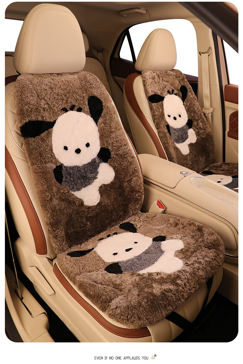 Winter Pure Wool Car Seat Cushion Small Cartoon Unisex Cute Cartoon Bear Warm Plush Seat Cushion