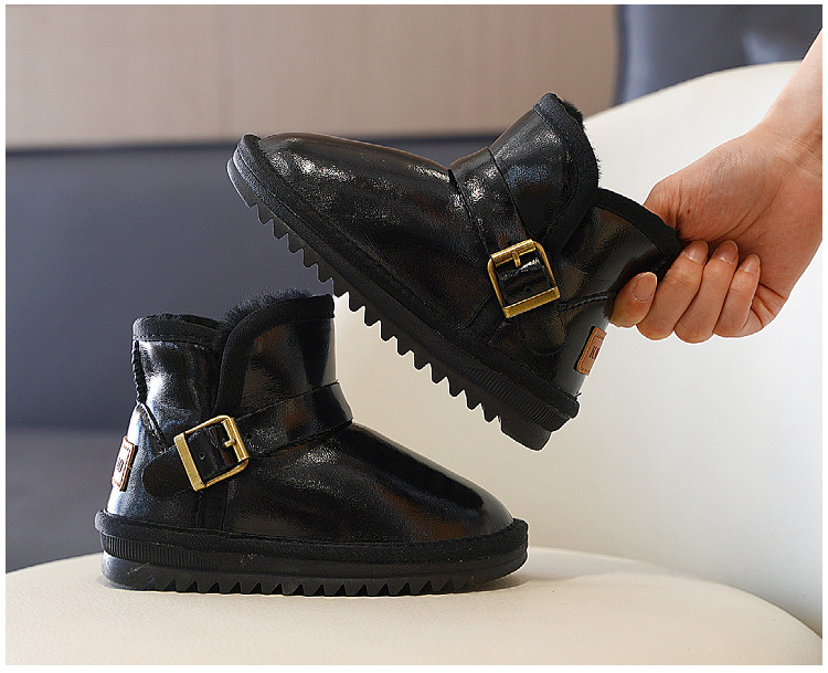 Scarponi da neve per bambini in pelle bovina impermeabili di alta qualità, stivaletti per bambini e bambine, scarpe in morbido cotone ispessito,_voghion.com