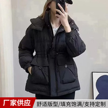 秋冬款加厚羽绒服女中长款韩版收腰显瘦大口袋防寒保暖面包服外套