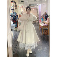 2024年新中式色斗篷外套冬季中长款过膝时尚气质连衣裙大衣