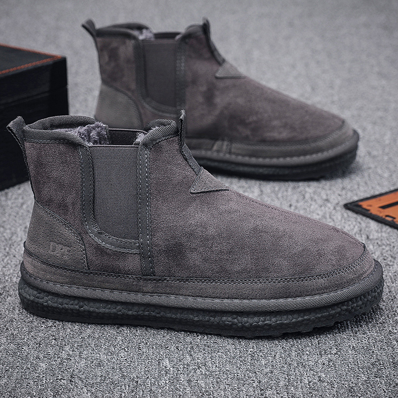 2022 Winter new sleeve snow boots men's velvet non-slip warm cotton shoes men's high Martin boots short boots tide