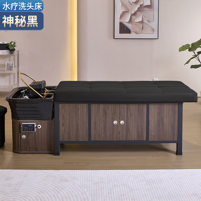 Cama de lavado de cabello especial para barbería de circulación de agua de temperatura constante salón de belleza de reclinamiento plano tipo fumigado salón de cabello calentador de agua masaje tratamiento de cabello