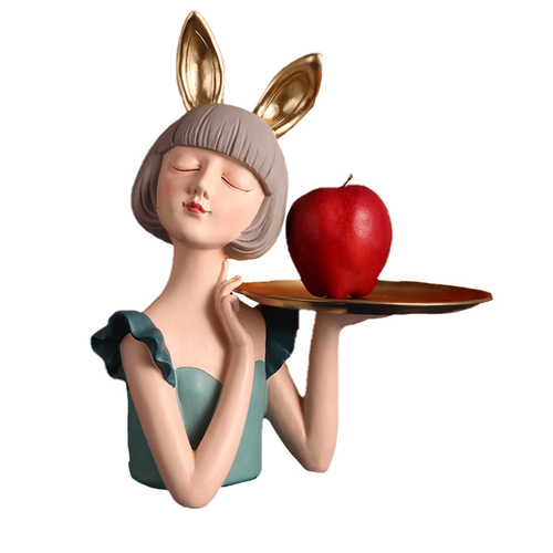 Light Luxury Rabbit Girl Tray Creative Shelf Accent Entryway Living Room Key Holder Desktop Decor Home Craftsmanship