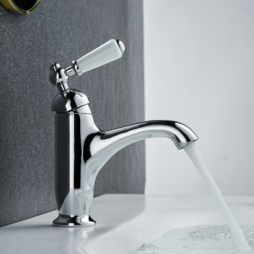 European retro copper sink basin gold faucet washbasin ceramic handle French sink cold and hot water faucet