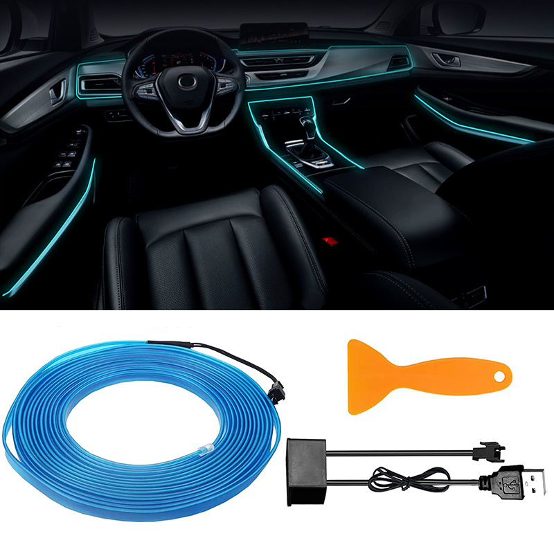 luces de atmósfera de automóviles luces frías interiores de automóviles led barras de guía de luz atmósfera cinta de lámpara USB