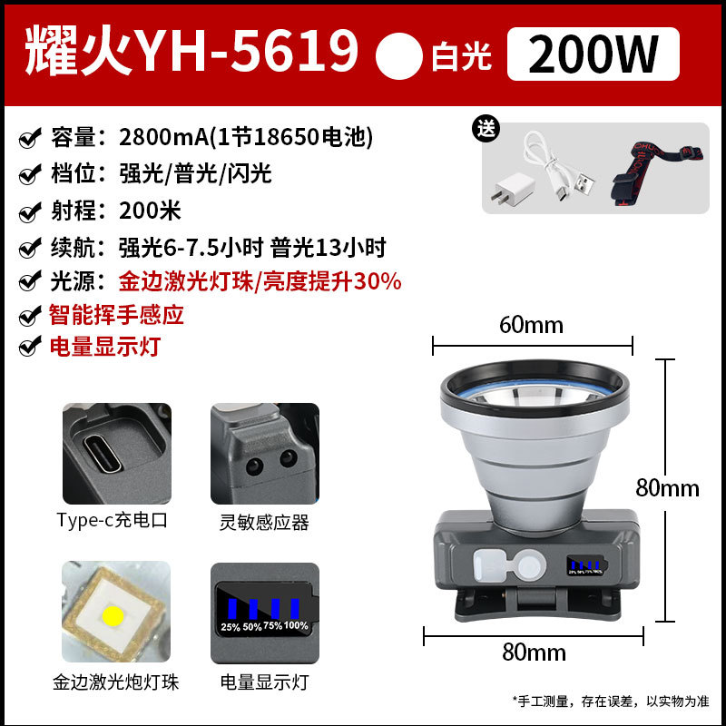 웨이브 센서 YH-5619/200W/전체 알루미늄 헤드/배터리 표시등