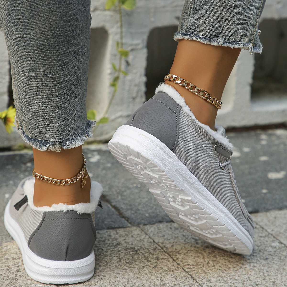 New thick soled snow boots for women plus fleece thickened woolen warm large size stitched cotton shoes_voghion.com