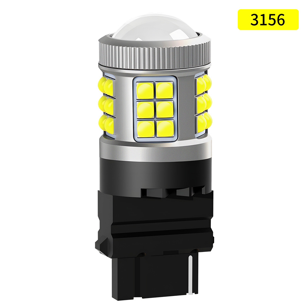 lámpara de automóvil LED de alto brillo luces de dirección luces de marcha atrás 1156-33SMD - 3030 chip convexo con lente luz de freno