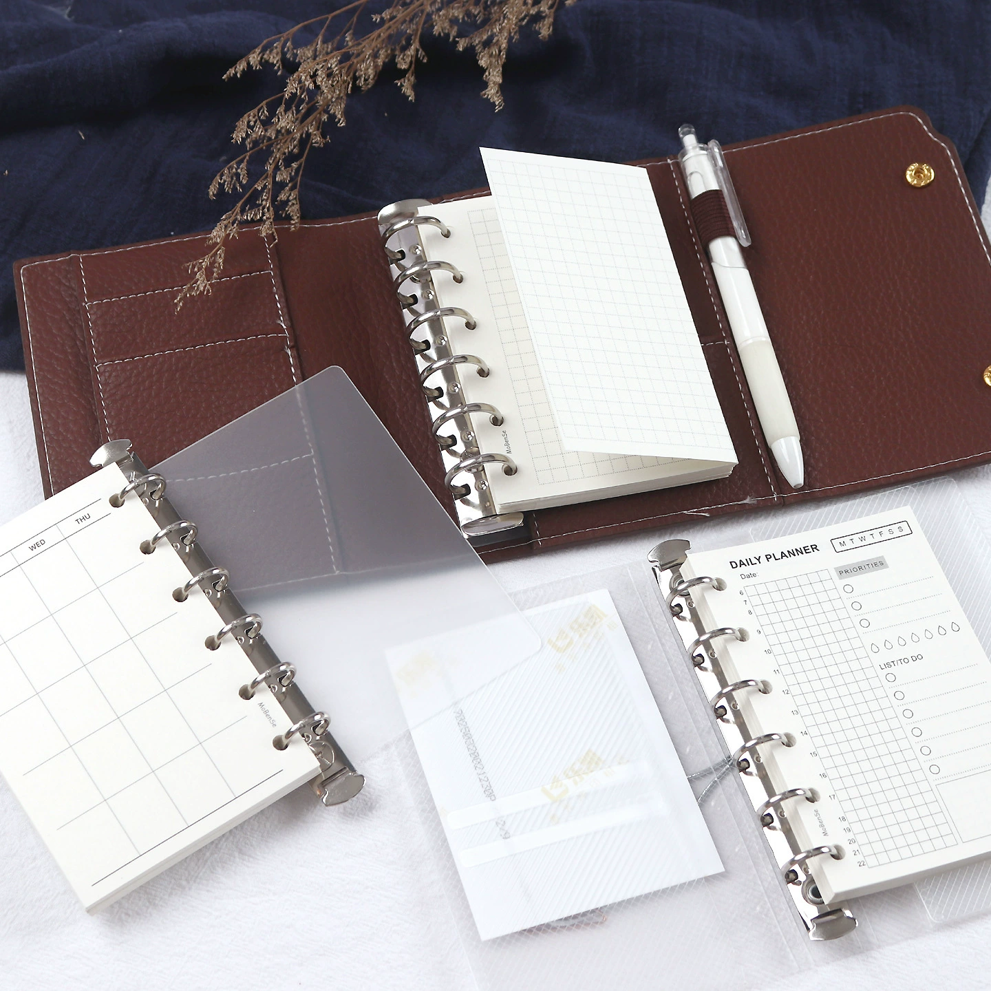 A7 loose-leaf inner pages, thickened refill sheets — monthly/weekly/daily & blank/grid options