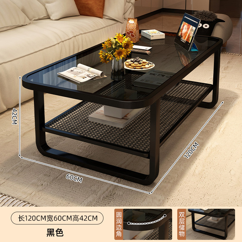 Mesa de té sala de estar doméstica 2025 nueva pequeña mesa móvil creativa de vidrio templado crema mesa de té de viento