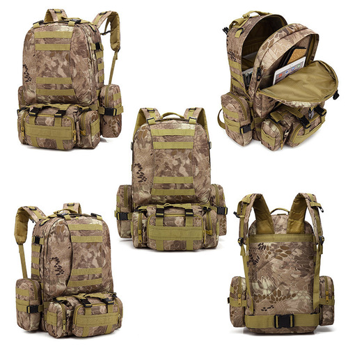 Waterproof Combination Backpack Men's Outdoor Mountaineering Camping Travel Large Capacity Shoulder Camouflage Tactical Backpack Wholesale