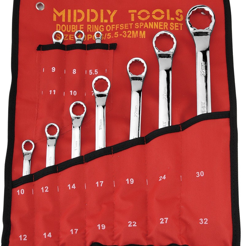 厂家生产MIDDLY梅花扳手10件组套梅花扳手两用扳手开口扳手