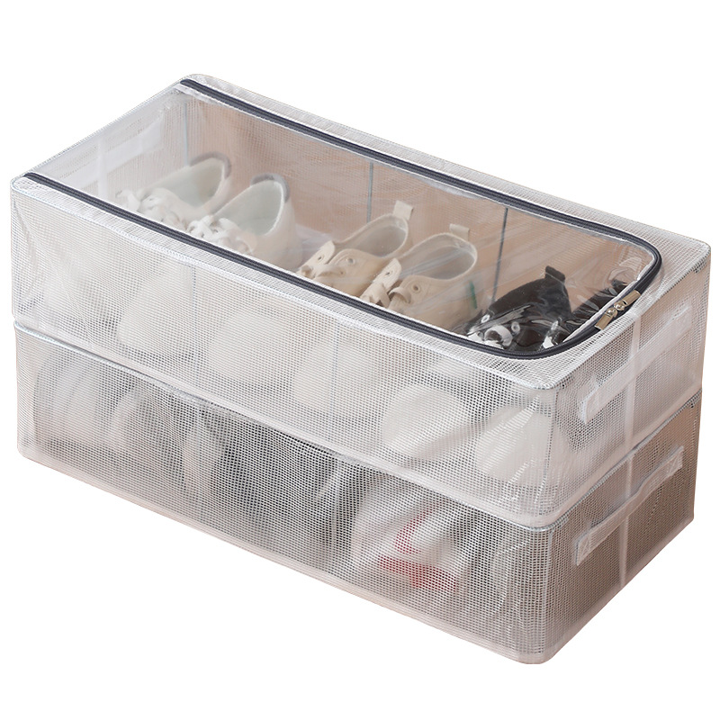 Caja de almacenamiento de caja de zapatos Instalación gratuita Zapatero plegable ahorra espacio Gabinete de zapatos transparente engrosado a prueba de polvo Caja de almacenamiento de artefactos
