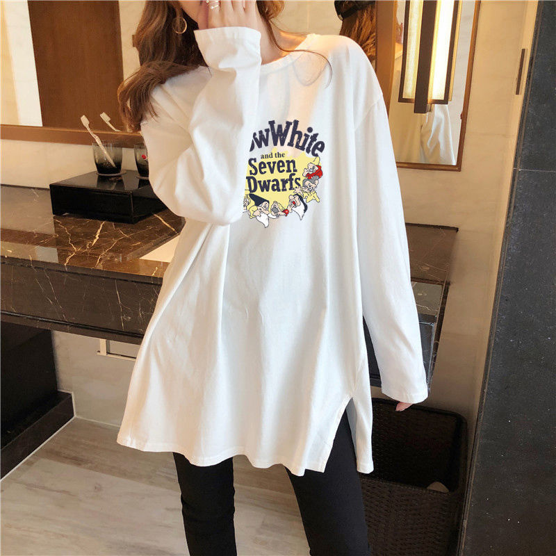 妊婦の秋服の上着の綿の中の長いタイプのゆったりしている減齢の長袖のtシャツのファッション的なタイプの底のシャツの秋冬の妊婦の上着|undefined