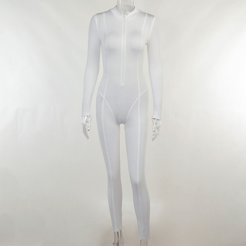Women's Sexy Zip-Up Jumpsuit – Stretchy Long Sleeve Bodycon Romper (S-L, High Waist Casual Outfit For Streetwear & Lounge)​_voghion.com