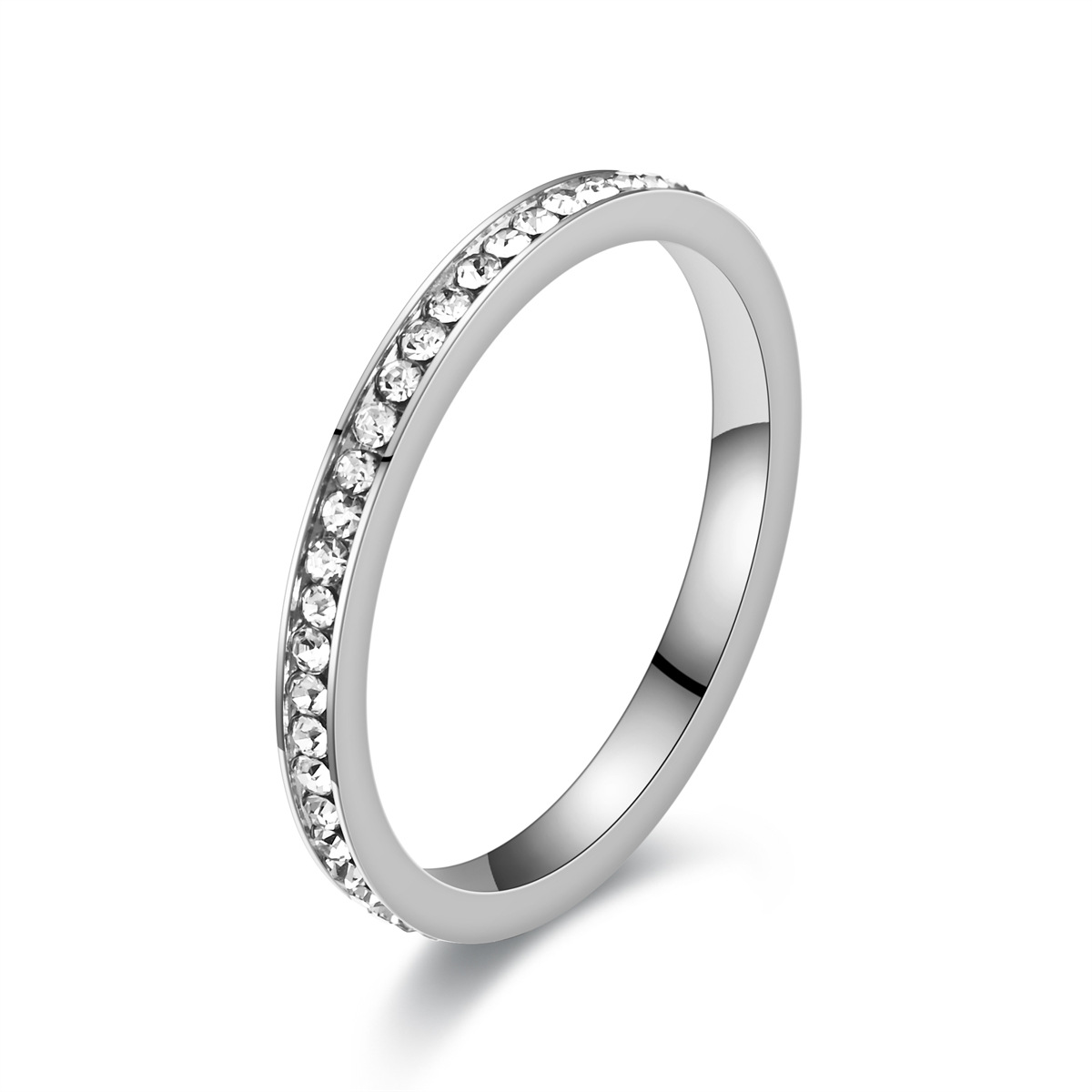 Simple Style Circle Stainless Steel Inlay Zircon Rings display picture 2