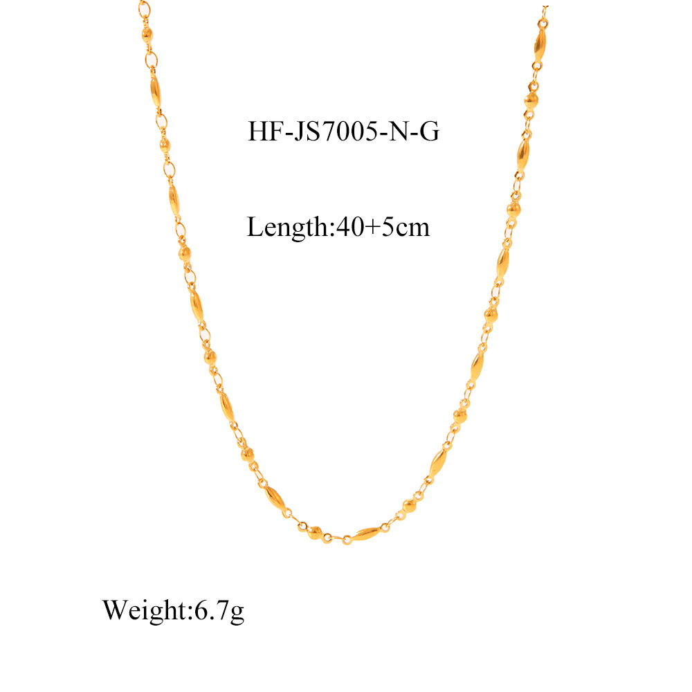 Exclusividad transfronteriza para INS Minimalista Cadena de semillas de melón de 18 quilates Collar de todo fósforo Conjunto de pulsera Fábrica de joyas al por mayor