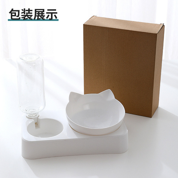 Box with drinking water bottle rectangular base cat double bowl can…