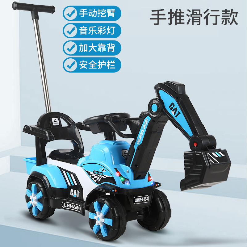 Excavadora para niños, excavadora para niños, juguetes para jugar con arena, excavadora eléctrica de cuatro ruedas, excavadora de simulación de tamaño grande