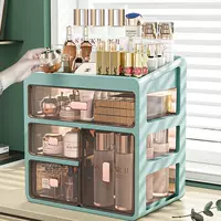 Cosmetics storage box, transparent desktop drawer organizer, large capacity dust‑proof makeup box
