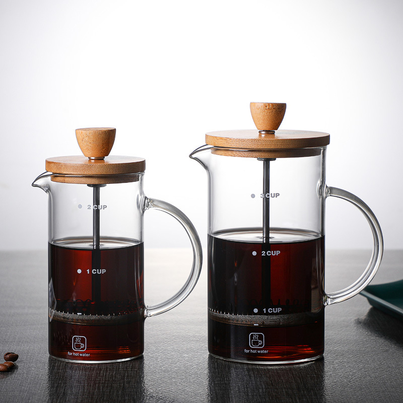 High borosilicate glass Press glass coffee filter tea maker French filter press hand coffee maker household coffee pot High borosilicate glass Press glass coffee filter tea maker French filter press hand coffee maker household coffee pot