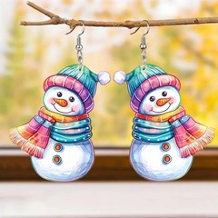 2025新款创意设计高级感圣诞雪人系列亚克力2D装饰耳环