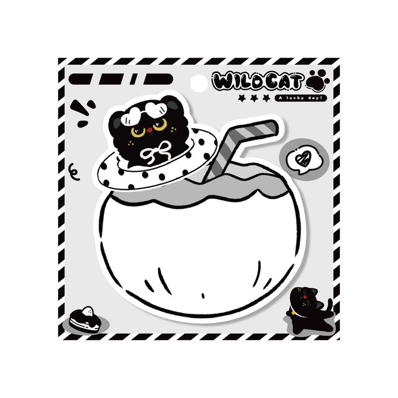 黒猫付箋かわいい特殊な形の粘着メモ帳漫画 N 回ステッカー学生オフィスメッセージステッカー|undefined