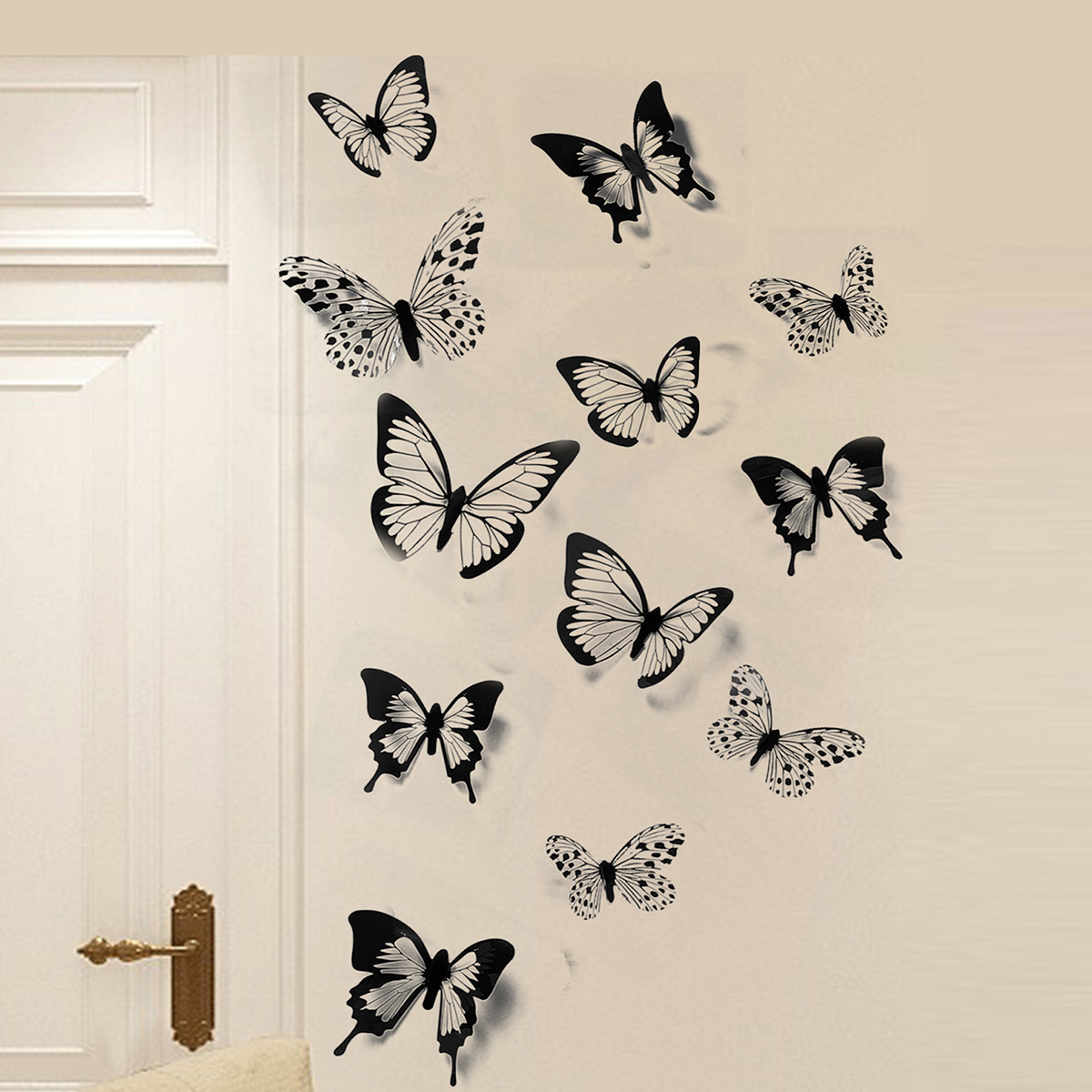 3D Three-Dimensional Black Textured Butterfly Festive Decorations For Living Room And Bedroom Wall Stickers Manufacturer_voghion.com