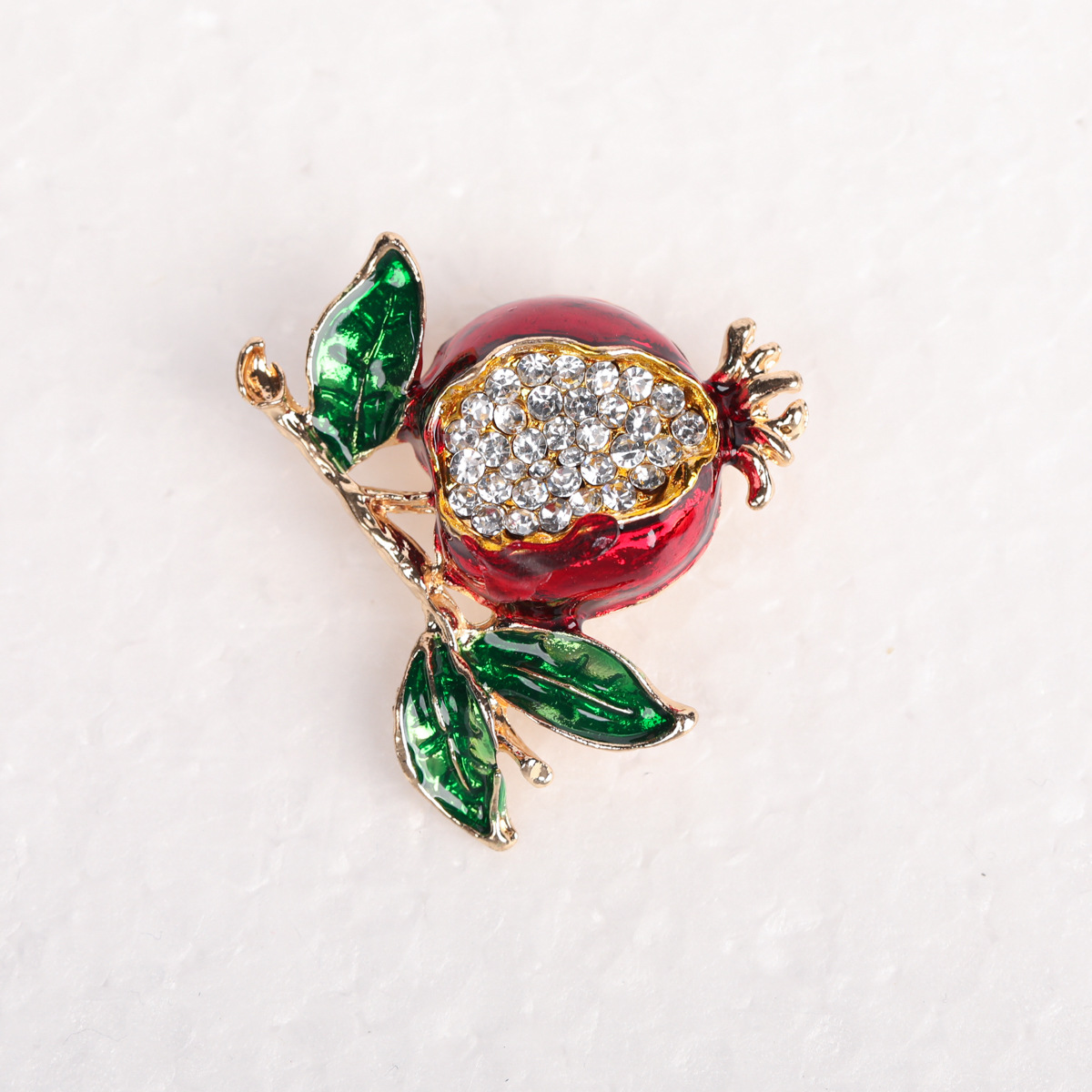 Elegante Granatapfel Brosche Aus Emaille Mit Strass Für Damen_voghion.com