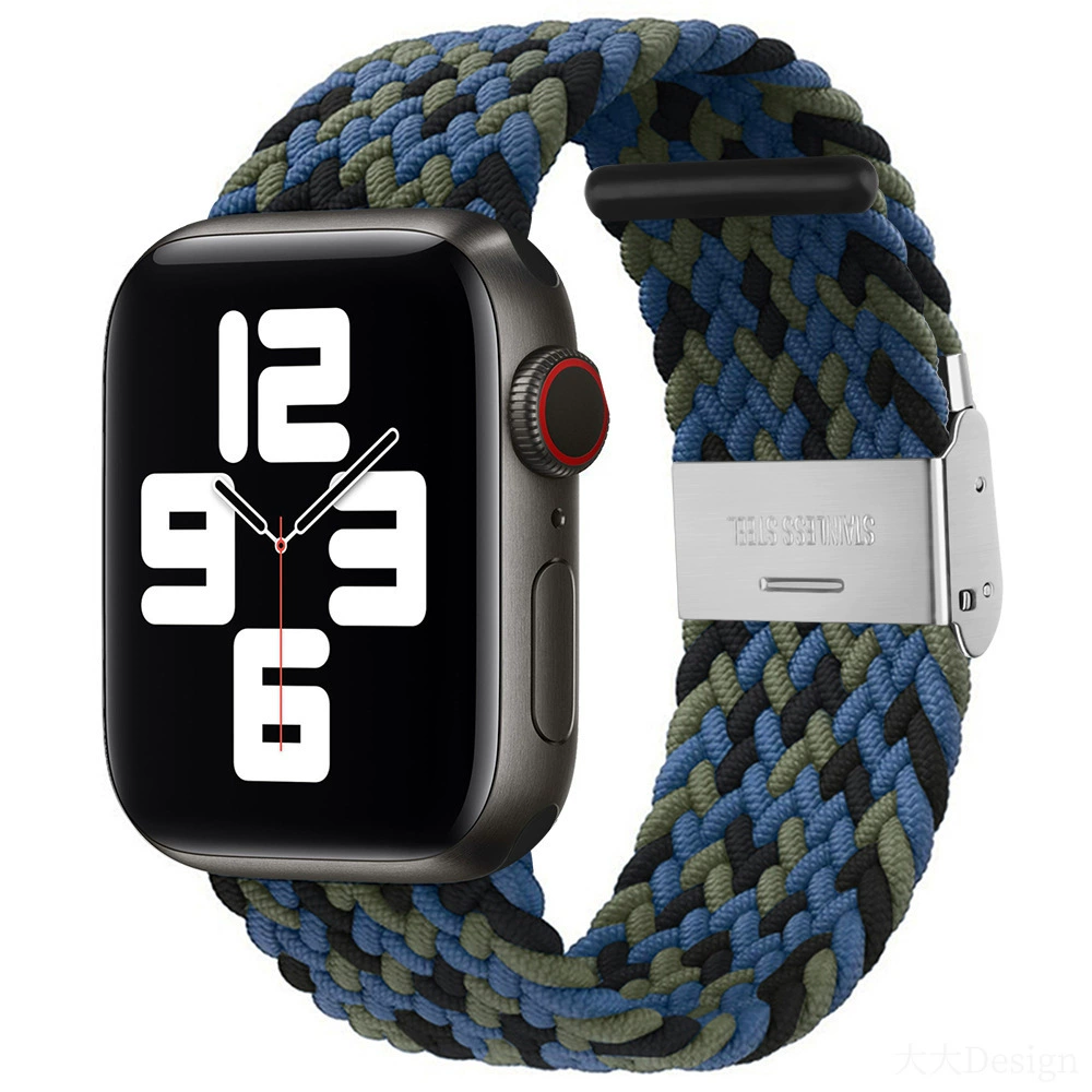 Совместимо с Apple Watch 5-6-7-8-9-10 поколения Snap-on нейлоновый плетёный ремешок iWatch S10 регулируемый браслет