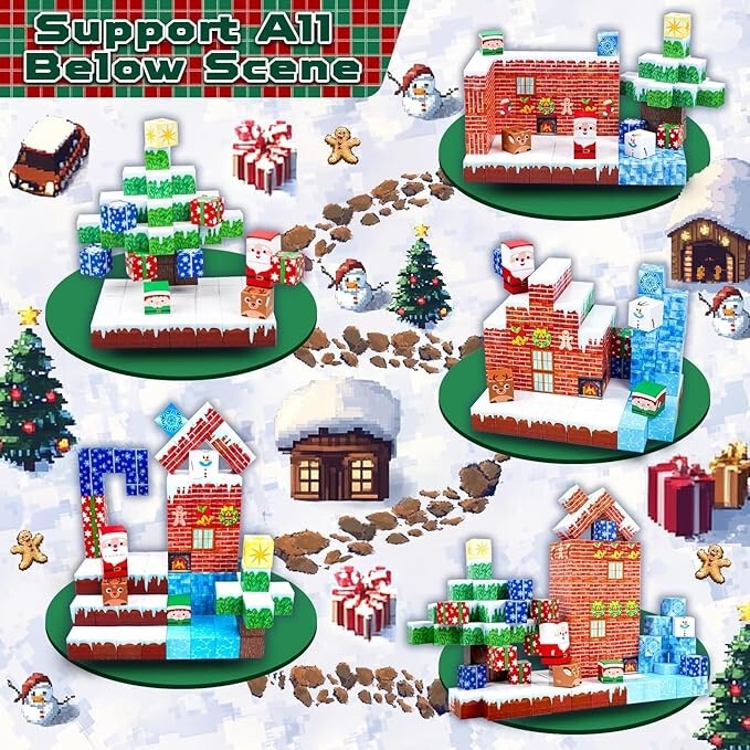 クロスボーダー磁気ビルディングブロック子供用クリスマスギフトクリスマスおもちゃ磁気ブロックワールドセットビルディングブロック付き|undefined