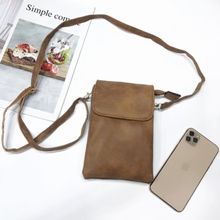 2022 new simple casual zipper crossbody mobile phone bag fashionable retro women's shoulder bag internet celebrity coin wallet