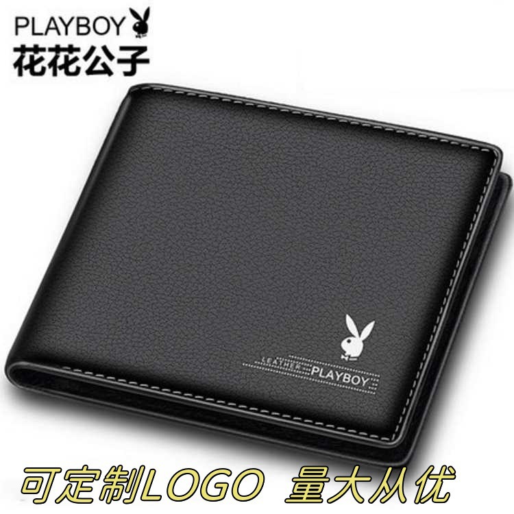 Playboy Wallet Cartera para hombre Cartera para joven estudiante Estilo horizontal Estilo de moda genuino Cartera corta Estilo delgado