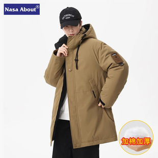 NASA Down Cotton-padded Jacket Men's Mid-length Military Coat Winter Thickened Cold-proof Cotton-padded Jacket Over-knee Northeast Large Cotton-padded Jacket