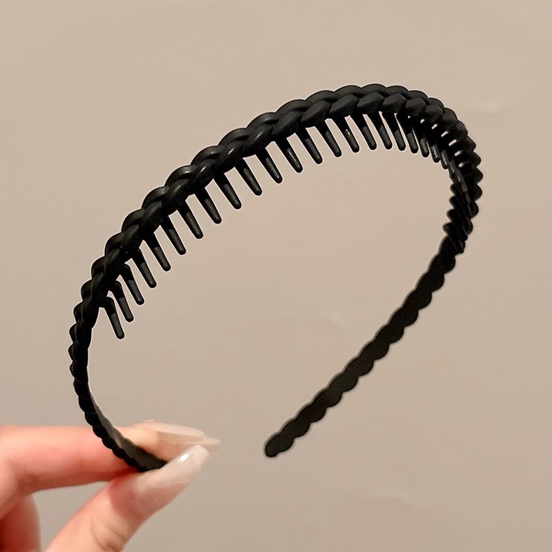 Lavarse la cara especial banda de cabello negra antideslizante con dientes clip de cabello para mujeres 2025 nuevo simple banda de cabello máscara de cabello tocado