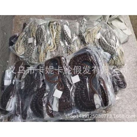 Europa y los Estados Unidos comercio electrónico transfronterizo Amazon frente encaje cuatro trenzas grandes trenzas europeas y estadounidenses pelucas negras en stock 008