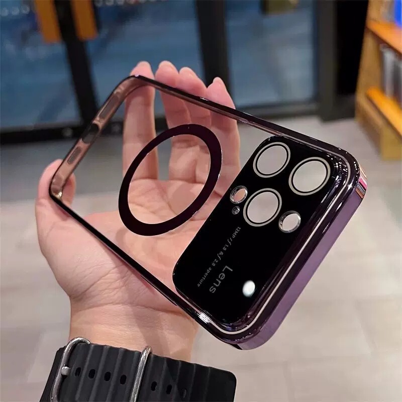 iPhone16ProMAX 大型ウィンドウゴーグル携帯電話ケース Apple 15 電気メッキ PC 透明磁気ハードケース 14 に適しています。|undefined