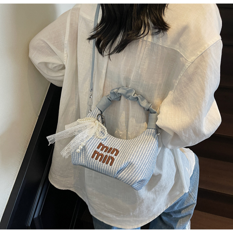 2025 Pleated handbag for Women's summer, a new niche design, trendy and fashionable, versatile woven single-shoulder crossbody bag undefined