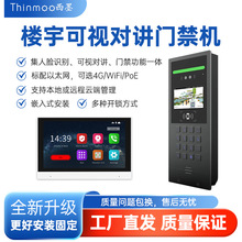 西墨金属4.5寸以太网WiFi 4G嵌入式安装人脸识别可视对讲门禁机