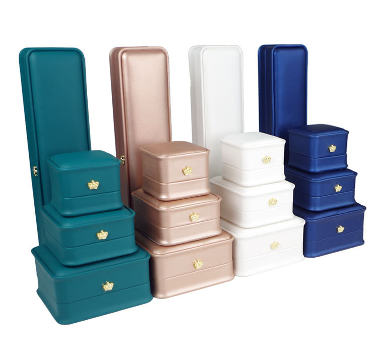 Pu Leather Material Simple Style Solid Color Pu Leather Plastic Jewelry Boxes