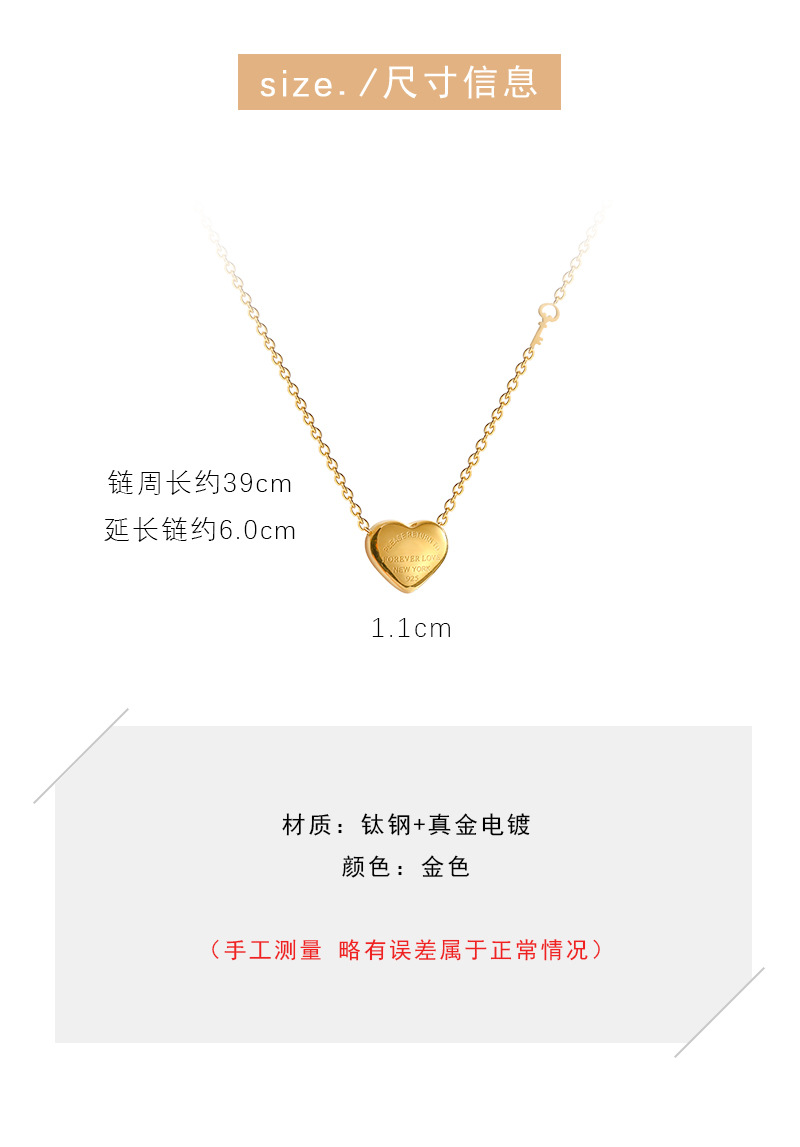 Korean Simple Heart Titanium Steel Necklace Female Trend Pendant Clavicle Chain display picture 1